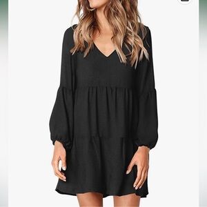 Baby Doll Style Dress.  New without tags. V-Neck & comfortable fit. Black, Sz Lg